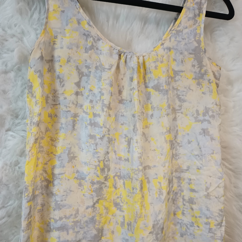 Cabi Yellow and Gray Sleeveless 100% Silk Tank Top Size XS - Picture 5 of 11